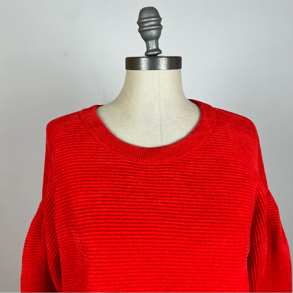 INTERMIX Red Ribbed Crewneck Sweater - Picture 4 of 8